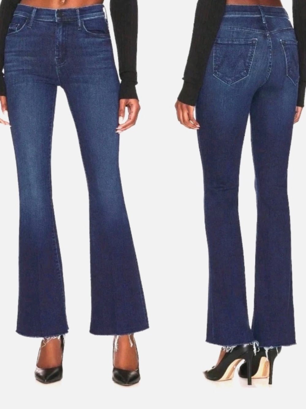 Mother the Weekender Fray Mint Condition Blue Wash Flare Denim Jeans Size 28